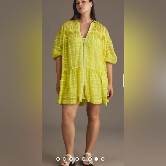 Anthropologie Dresses & Skirts - Anthropologie women’s dress sz L Long-Sleeve Zip-Front Mini boho NWT oversized